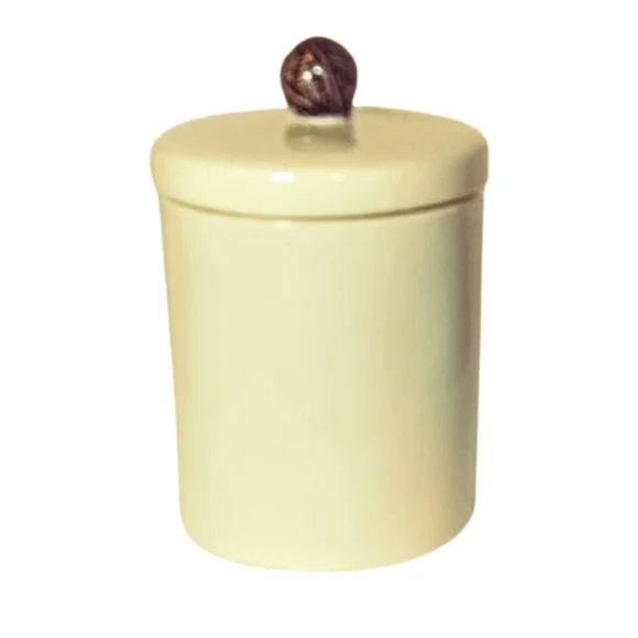 Rae Dunn Magenta Stem Print "Bribes" Cat Treat Canister Cream & Black Ceramic